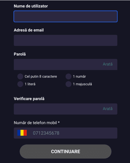 Registration at Player casino
